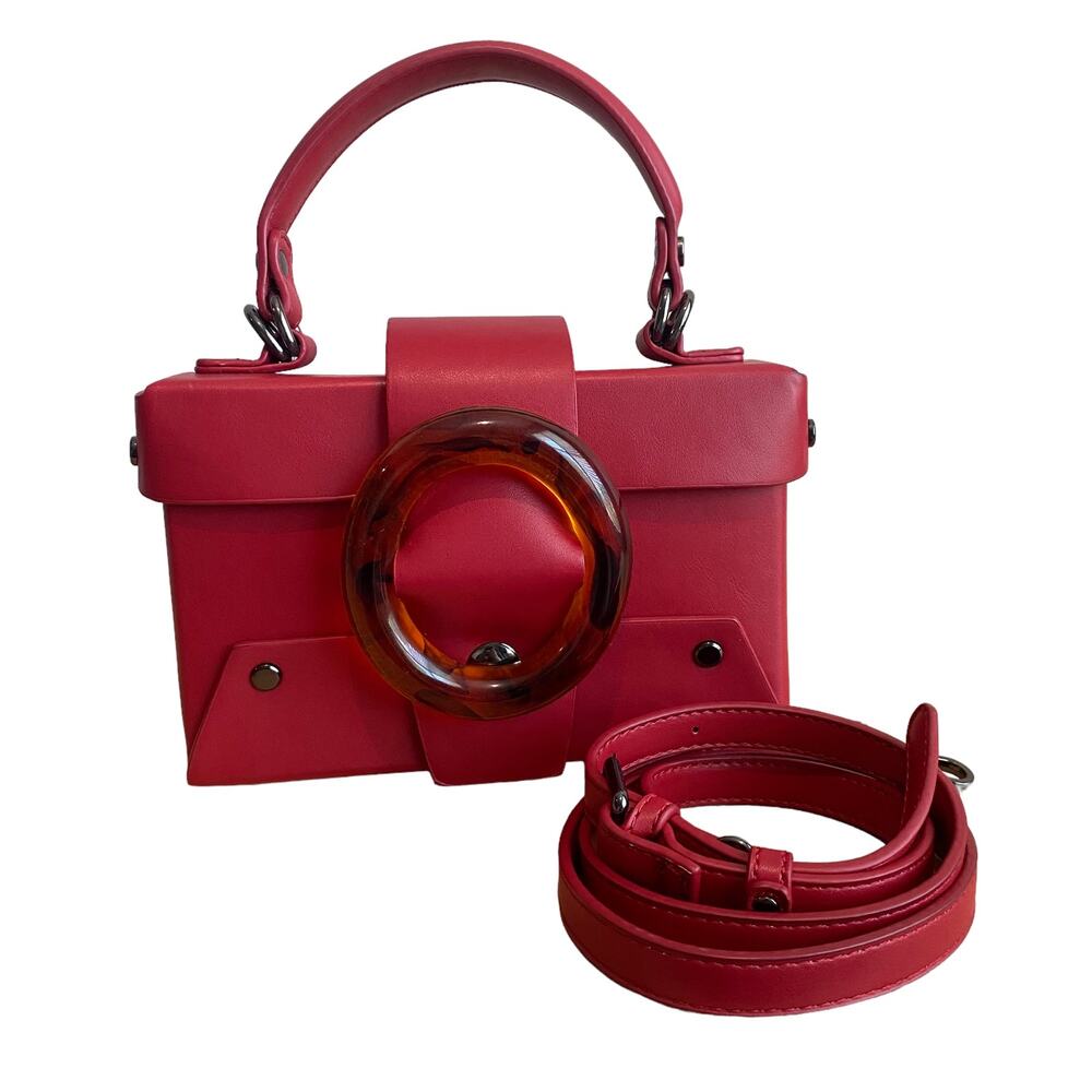 Like Dreams Agatha Mini Vegan Leather Structured Satchel Bag Red